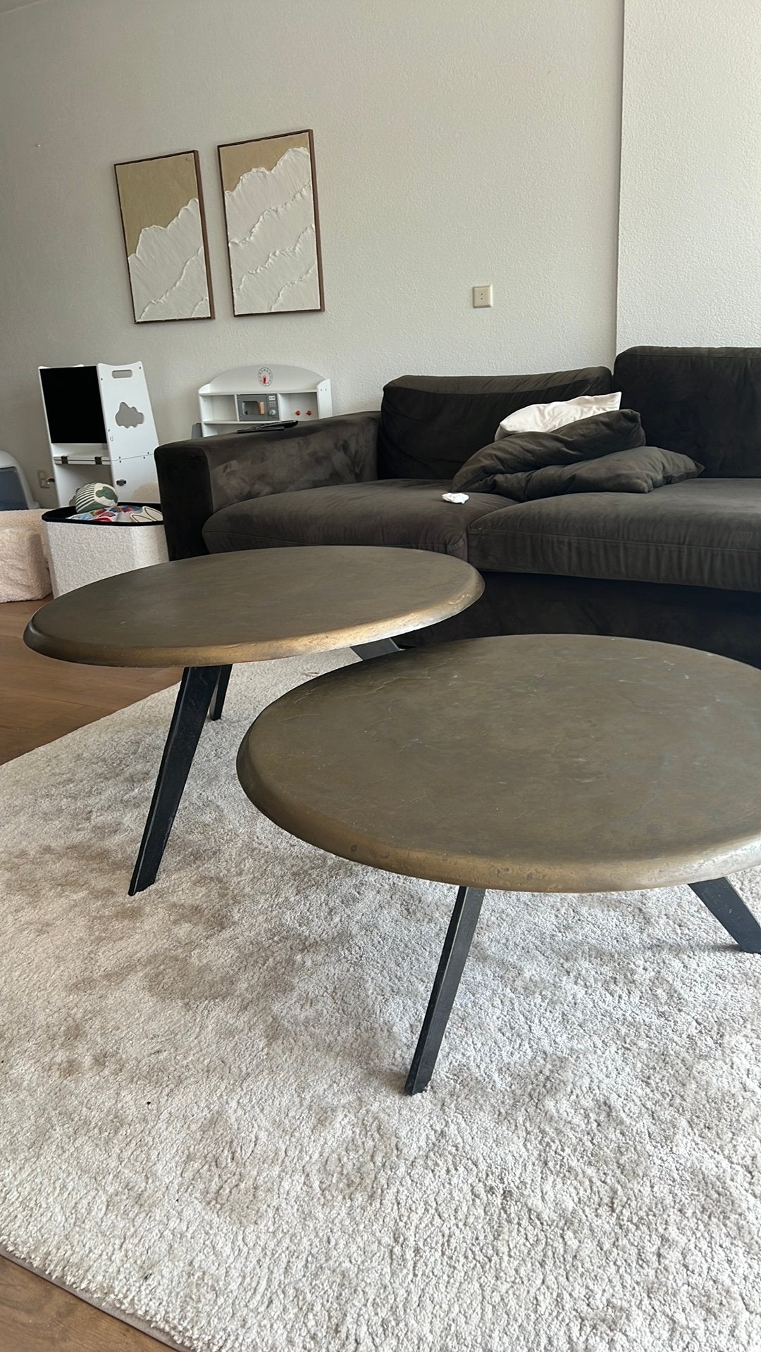 Gouden vintage salontafels PTMD, Ophalen, Gebruikt, Rond, 50 tot 100 cm