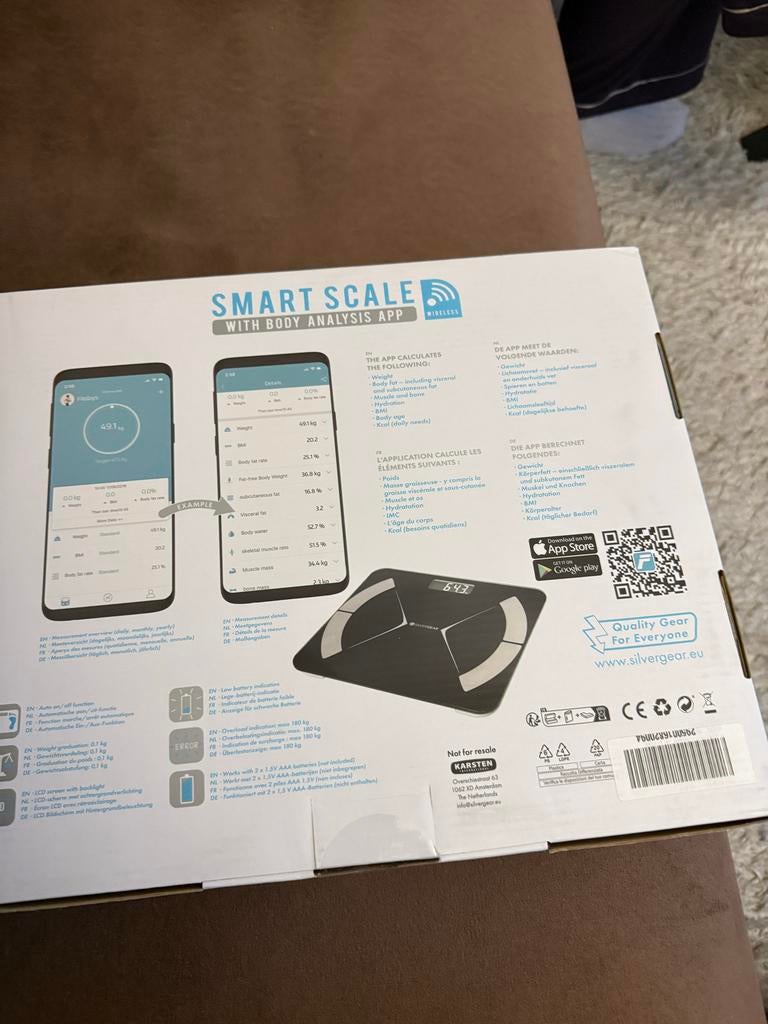 Silvergear Smart Scale met Body Analysis App, Witgoed en Apparatuur, Weegschalen, Nieuw, Digitaal, Personenweegschaal, 1 tot 500 gram