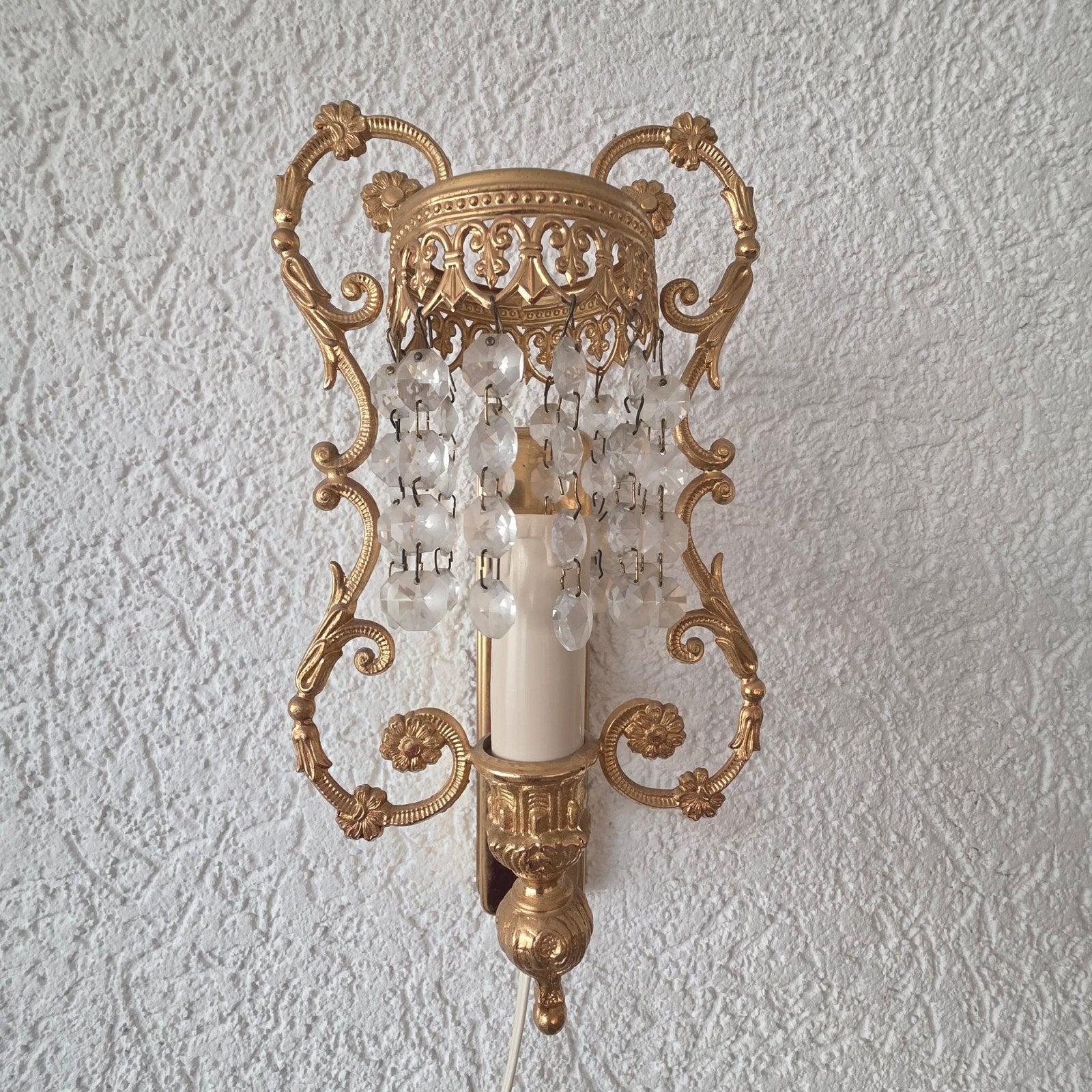 Lucky Vintage Hollywood Regency Empire stijl wandlamp, Ophalen of Verzenden