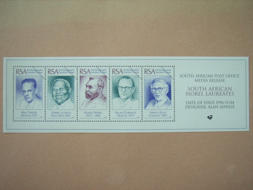 ZB   Zd Afrika Blok Nobel Laureates Pf, Postzegels en Munten, Ophalen of Verzenden, Zuid-Afrika, Postfris