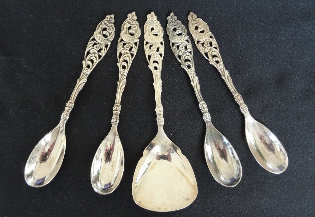Suikerschepje en 4 Lepeltjes ( Kraanvogel ), Ophalen of Verzenden