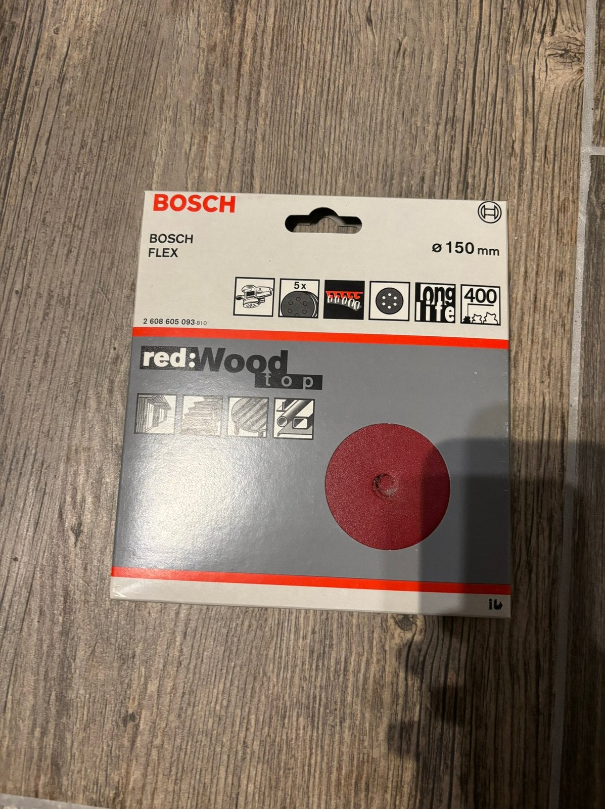 Bosch Flex Red Wood Top 150 mm korrel 400, Ophalen of Verzenden, Zo goed als nieuw, Minder dan 600 watt, Vlakschuurmachine