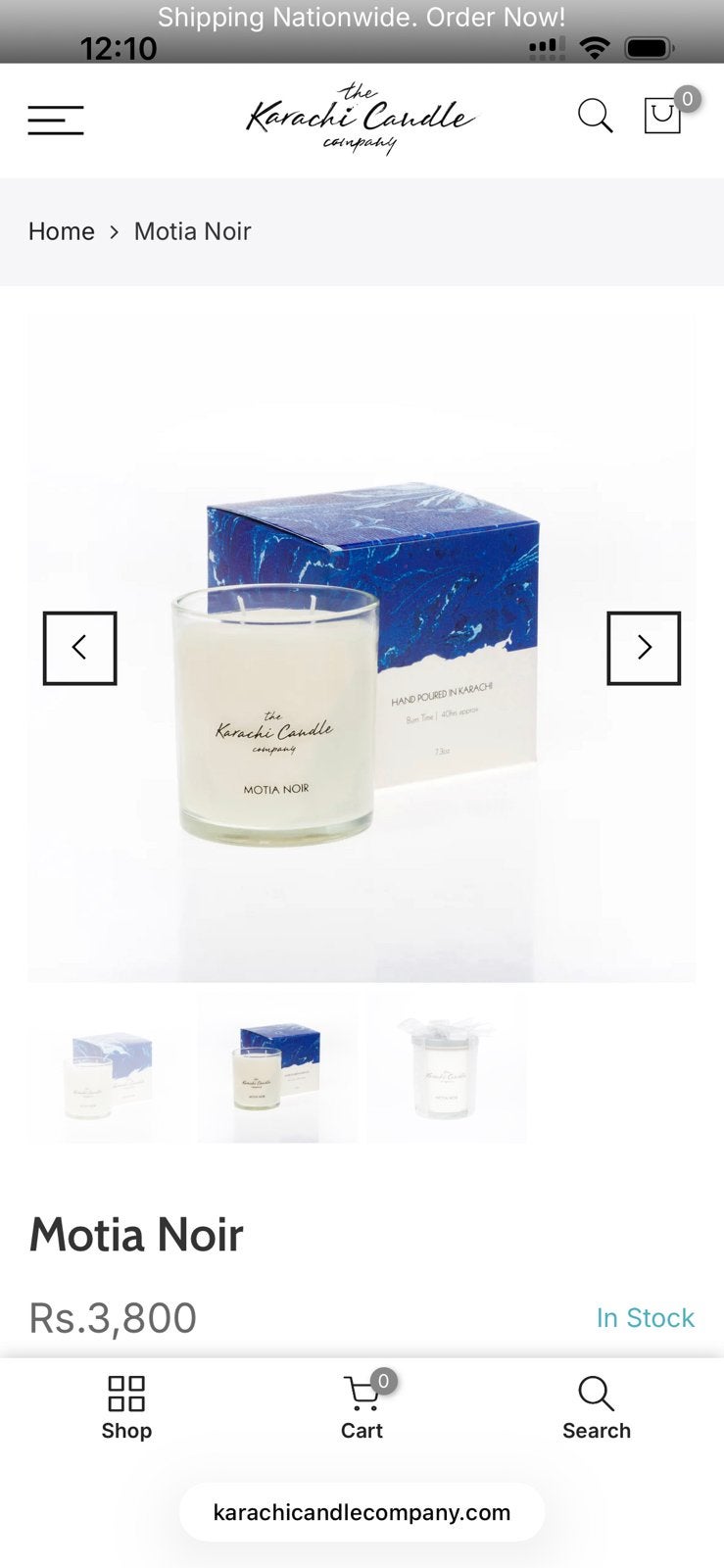 Karachi candle, Motia Noir geurkaars jasmijn, Nieuw, Ophalen of Verzenden, Glas, Kaars