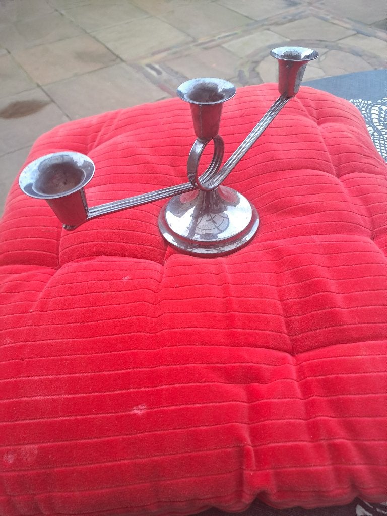 te koop 2 verzilverde kaarsen standaards, Ophalen of Verzenden, Zo goed als nieuw, Overige materialen, Kandelaar