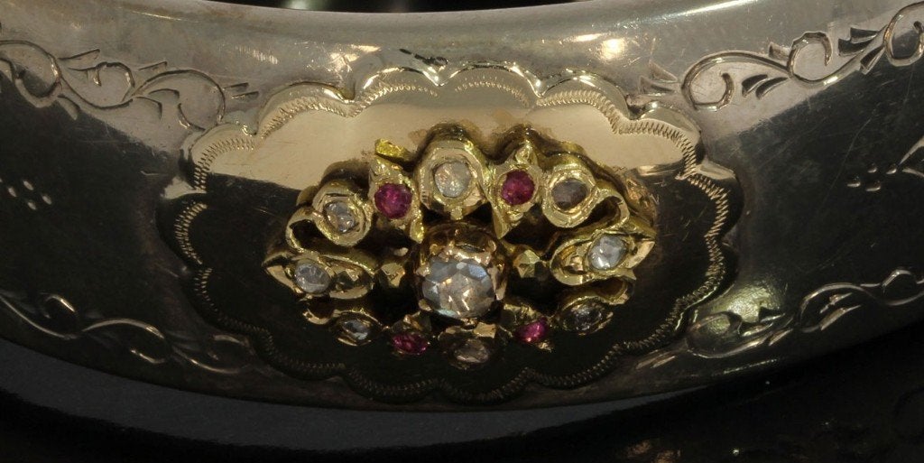 Diamant robijn exclusieve 14k armband goud zilver antiek, Ophalen of Verzenden, Goud, Armband, Met edelsteen