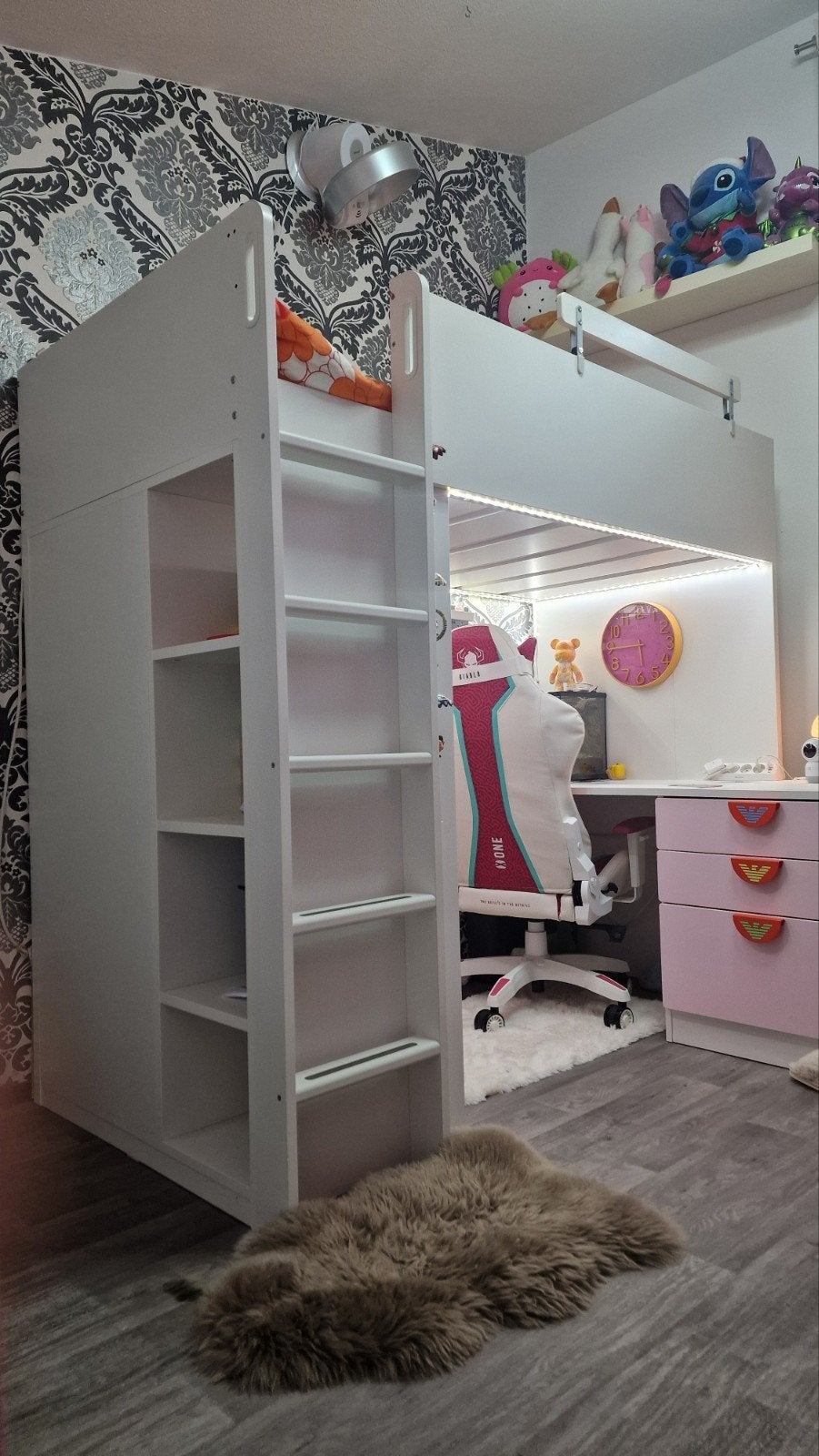 hoogslaper met bureau en kledingkast Ikea Småstad, Ophalen of Verzenden, Zo goed als nieuw, Hoogslaper