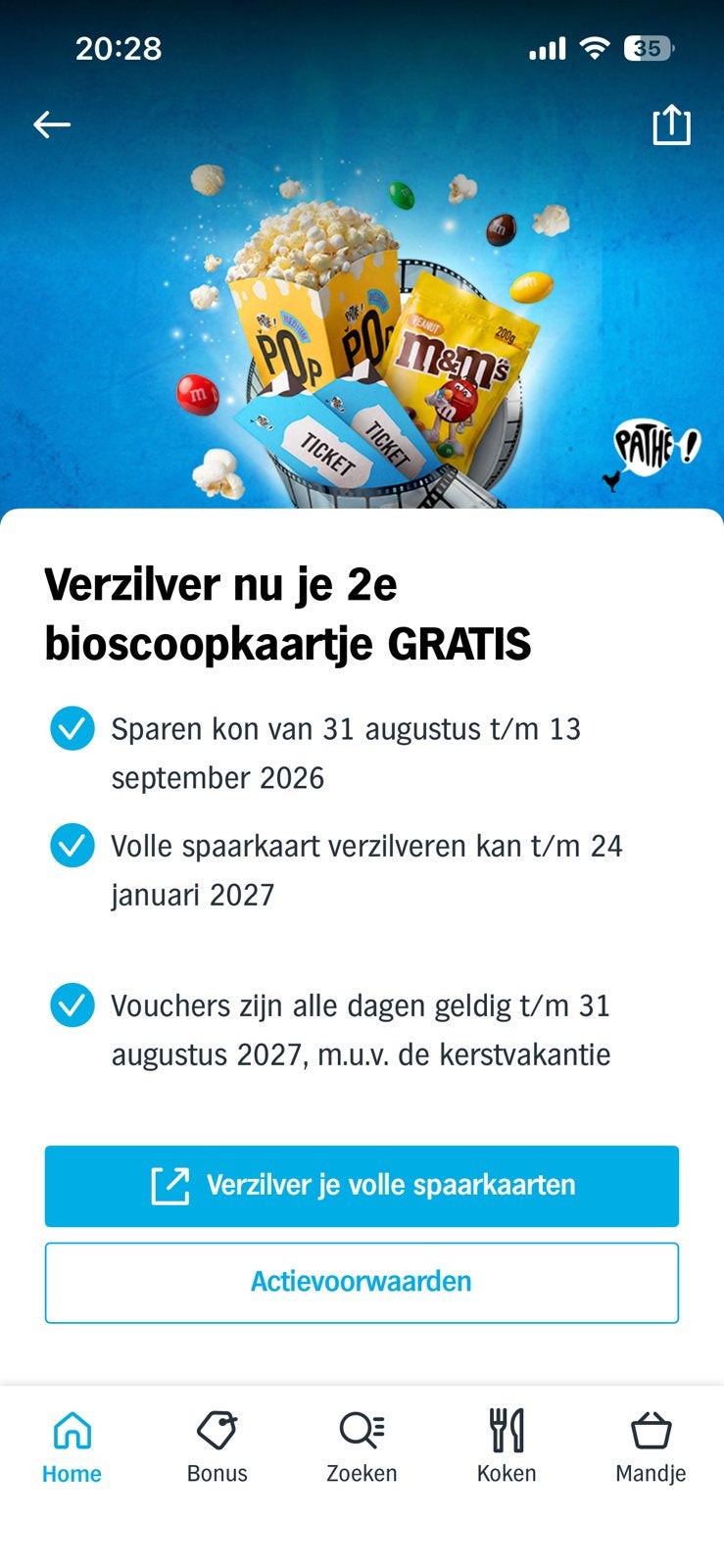 AH actie bioscoop korting, Albert Heijn, Ophalen
