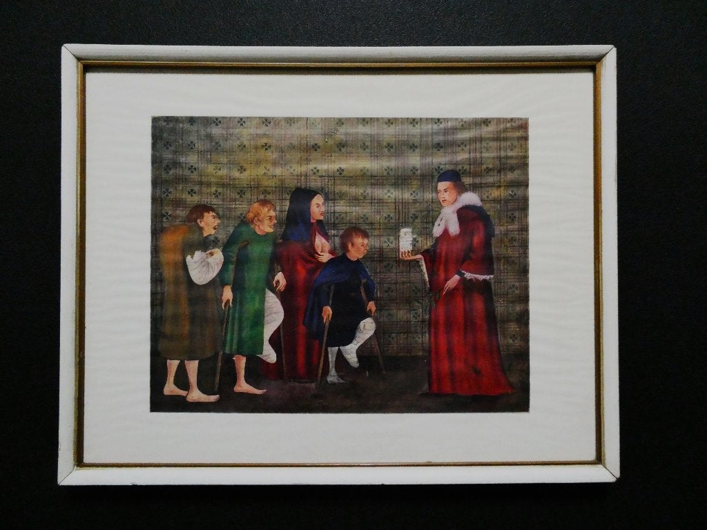 Prent Priester geeft de Zalving aan de zieken ziekenzalving, Antiek en Kunst, Ophalen of Verzenden