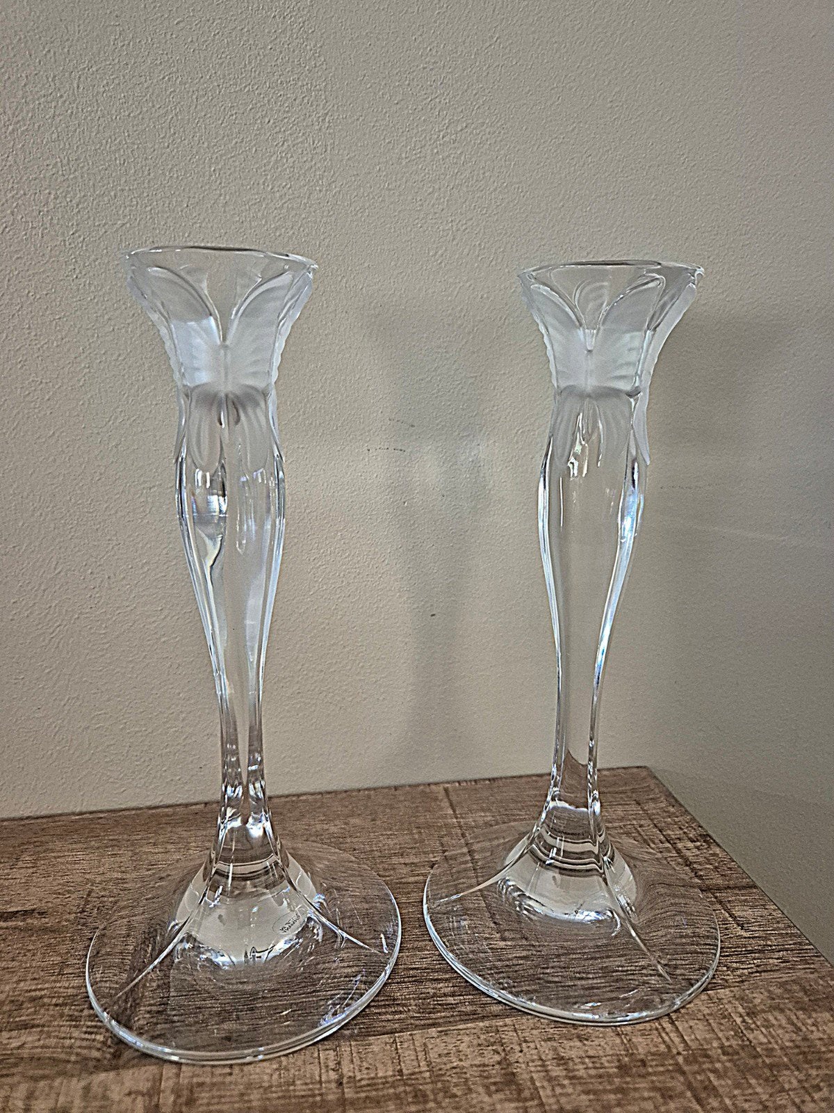 2 Kai Yin Lo kristallen Vlinderkandelaars, Ophalen of Verzenden, Zo goed als nieuw, Overige materialen, Minder dan 25 cm