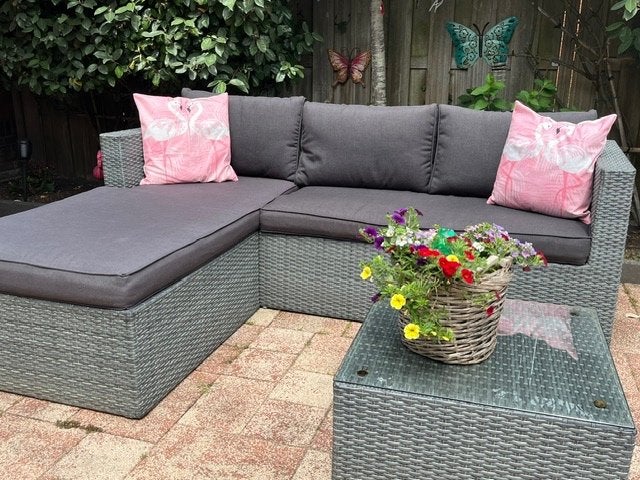 loungebank, Tuin en Terras, Ophalen, 5 zitplaatsen, Kunststof, Gebruikt