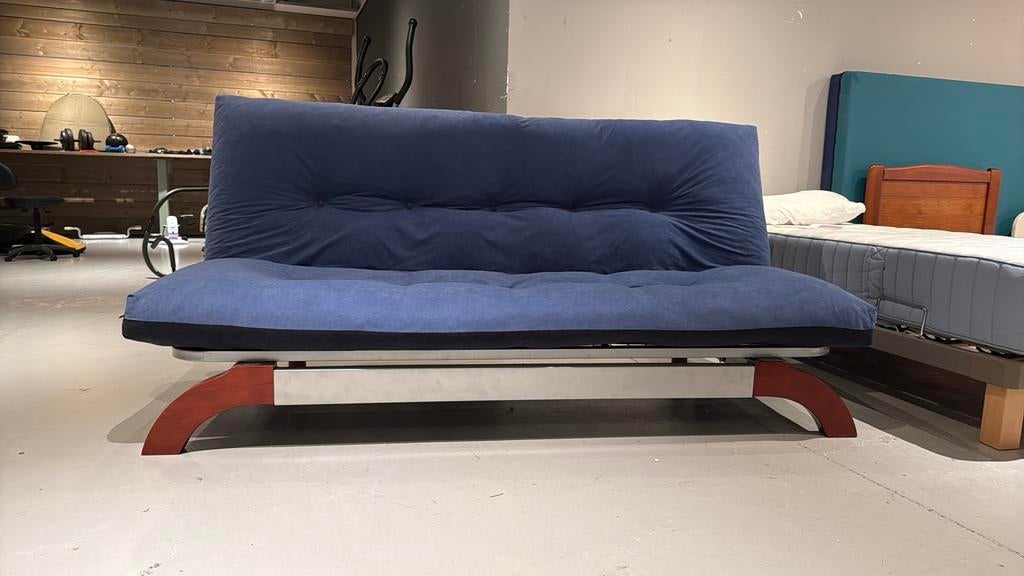 Slaapbank 130x200cm, Gebruikt, Blauw, ., Tweepersoons