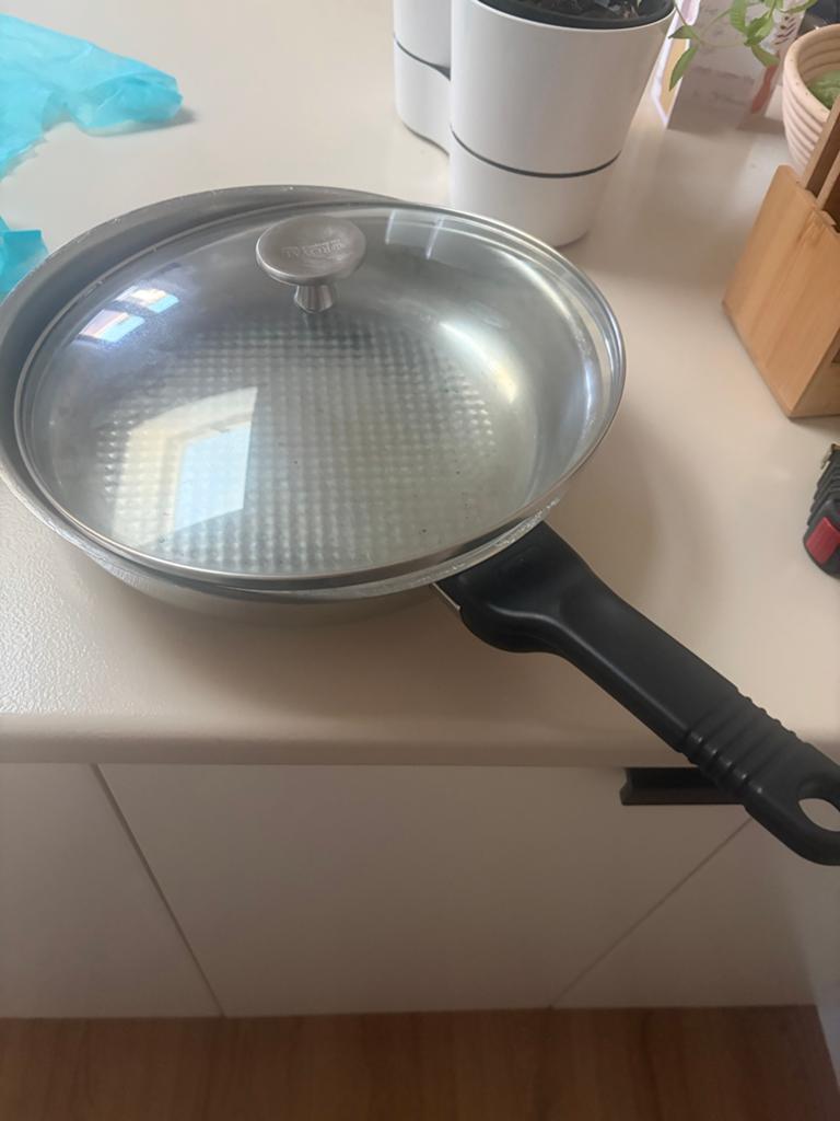 Fissler Koekenpan RVS met Deksel - 30 cm, Ophalen, Gebruikt, Rvs, Keramische plaat