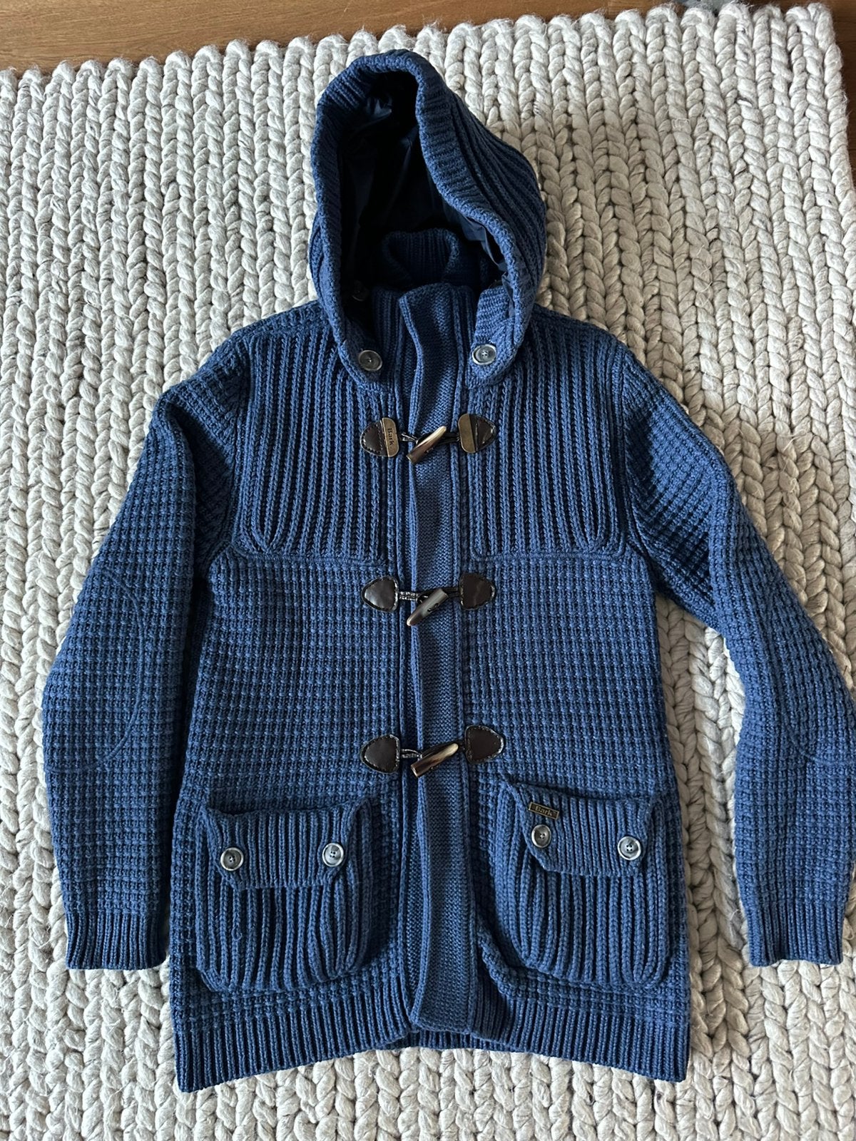 Bark “Dufflecoat” maat L. Lekker warm. Comfortabel, Verzenden, Gedragen, Maat 48/50 (M), Blauw