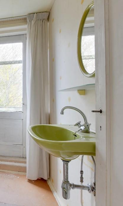 Groene retro wastafel, Ophalen, Gebruikt, Glas, Wastafel