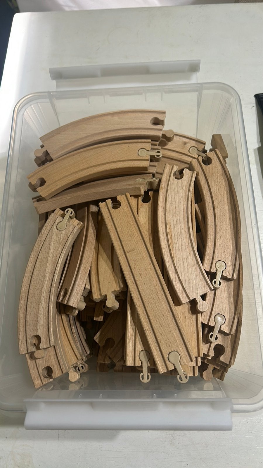 Houten treinrails groot lot | BRIO en compatible | ca. 75 st, Ophalen of Verzenden, Gebruikt, Overige typen