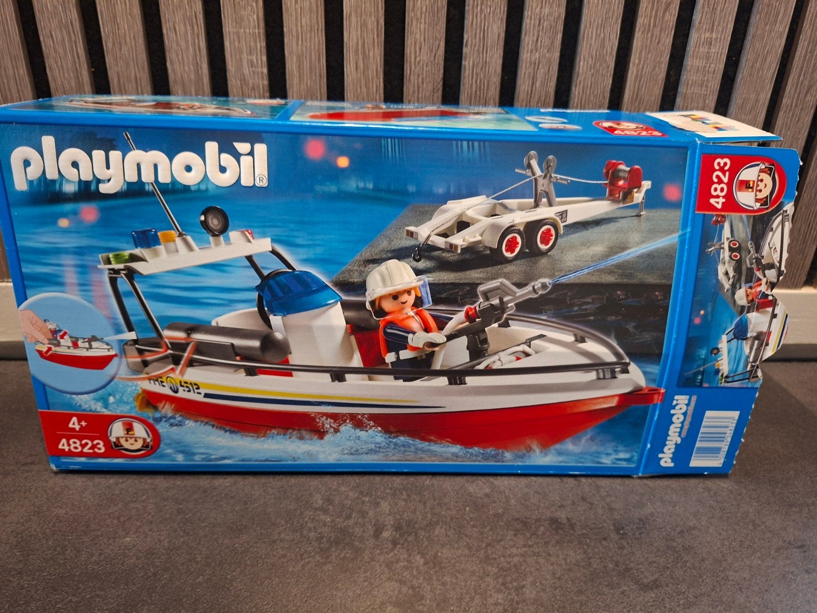 Playmobil 4823 Brandweerboot met doos en boekje, Ophalen of Verzenden