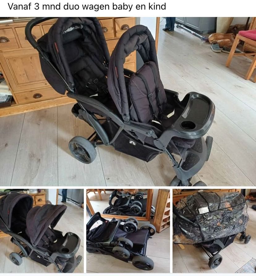 Dubbele buggy, Ophalen, Zo goed als nieuw, Kinderwagen of Buggy