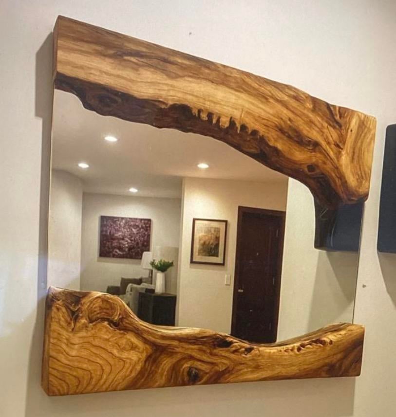 Unieke handgemaakte spiegels van boomstam hout op maat, Huis en Inrichting, Woonaccessoires | Spiegels, Nieuw, Rechthoekig, Ophalen of Verzenden