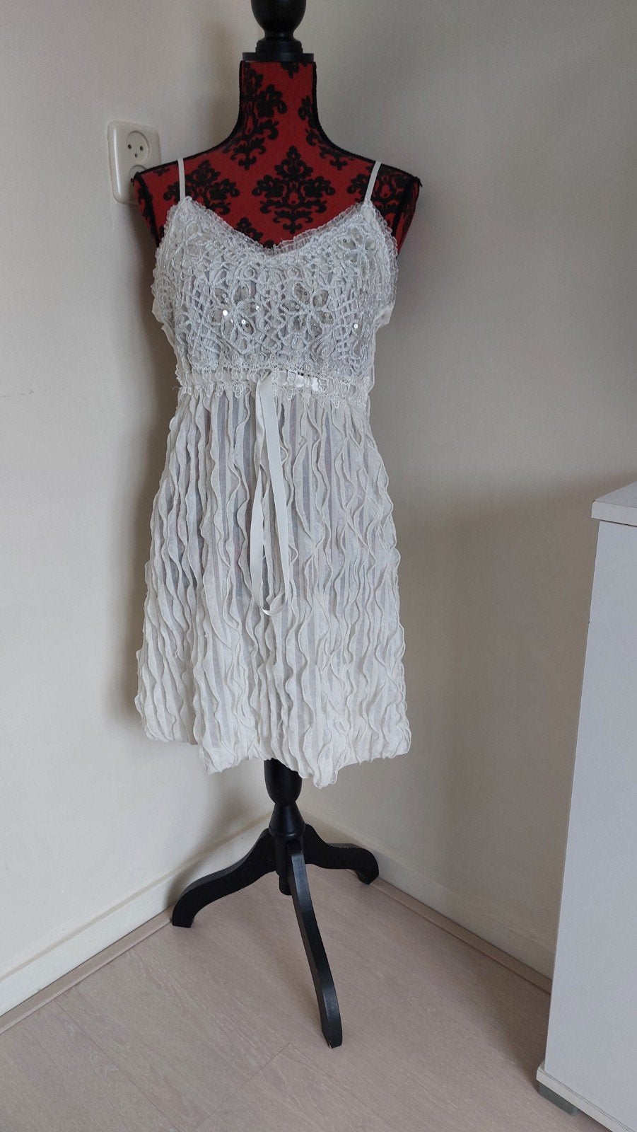 mooi luxe zomerjurkje, Maat 38/40 (M), Wit, Ophalen of Verzenden, Gedragen