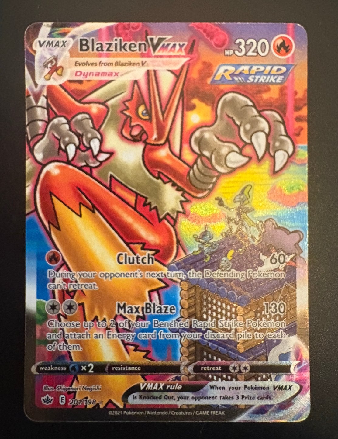 Blaziken VMAX #201 Pokemon Chilling Reign PLAYED, Ophalen of Verzenden, Gebruikt