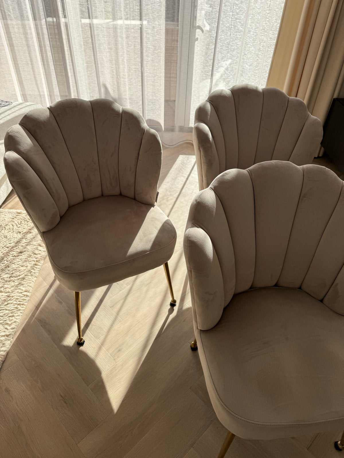 3 Richmond Pippa Velvet stoel in khaki, Gebruikt, Overige kleuren, Drie, Ophalen of Verzenden