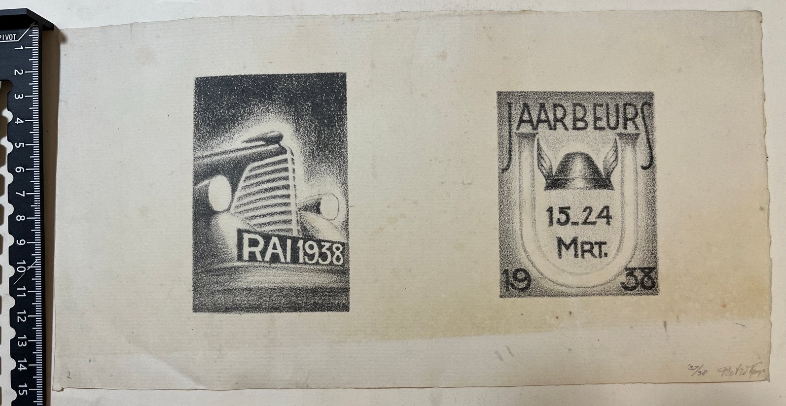 Zeldzame postzegelproeven: RAI 1938 en Jaarbeurs 1938, Postzegels en Munten, Ophalen of Verzenden, T/m 1940, Gestempeld