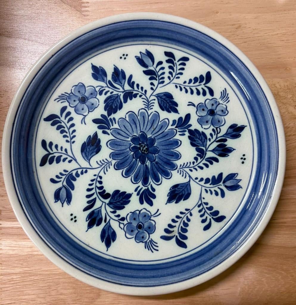 Delfts blauw bord – RAM – handbeschilderd bloemenmotief, Ophalen of Verzenden