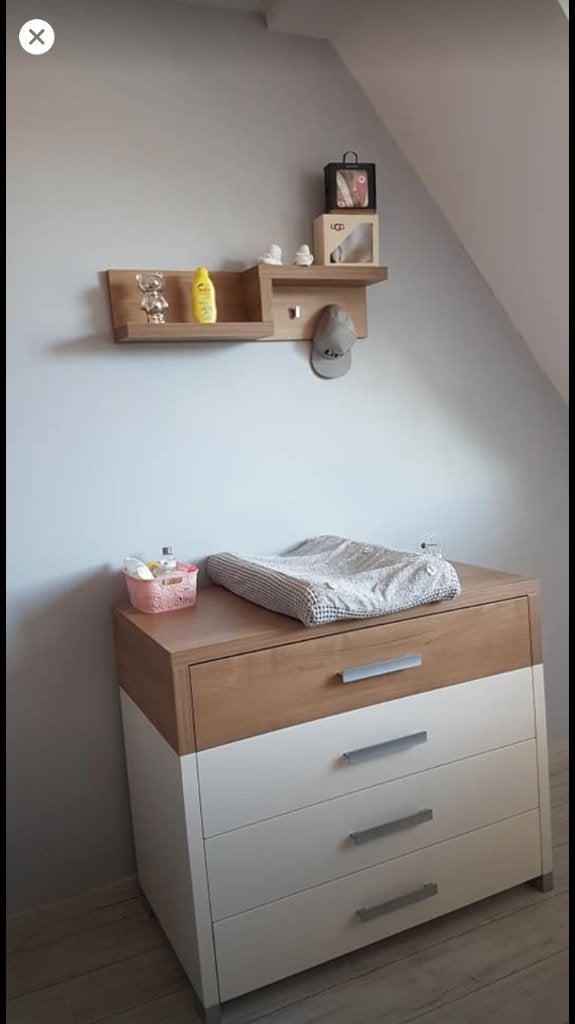 Complete massief houten babykamer - Hout/wit (4-delig), Ophalen, Gebruikt, Jongetje of Meisje