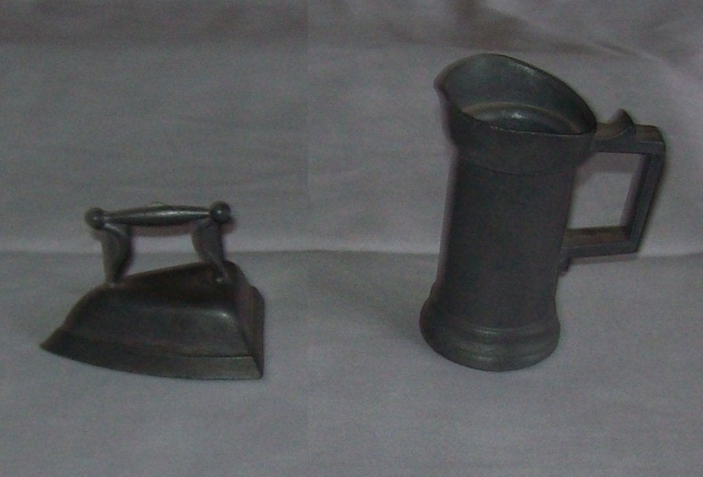 2 tinnen miniaturen voor letterbak of poppenhuis, Ophalen of Verzenden, Gebruikt, Overige typen