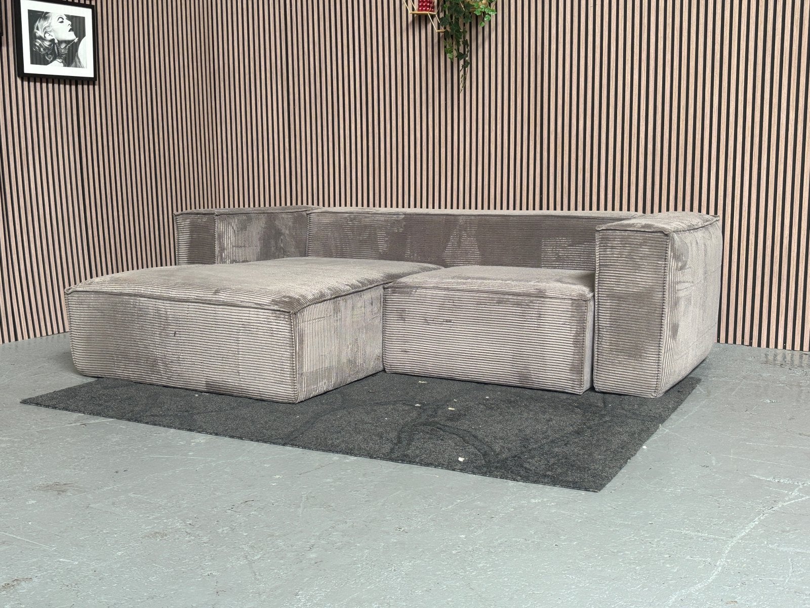 GRATIS LEVERING Ribstof Loungebank Grijs 245x180 GEREINIGD