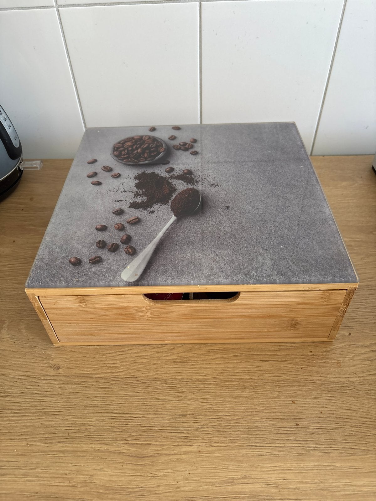 Koffiecupjes houder met lade en koffiebonen design, Ophalen, Hout, Overige typen, Gebruikt
