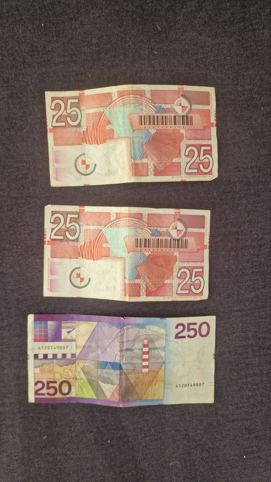 Zeldzame Nederlandse gulden bankbiljetten: 25 en 250 gulden, Ophalen of Verzenden, Koningin Beatrix, Overige waardes, Setje
