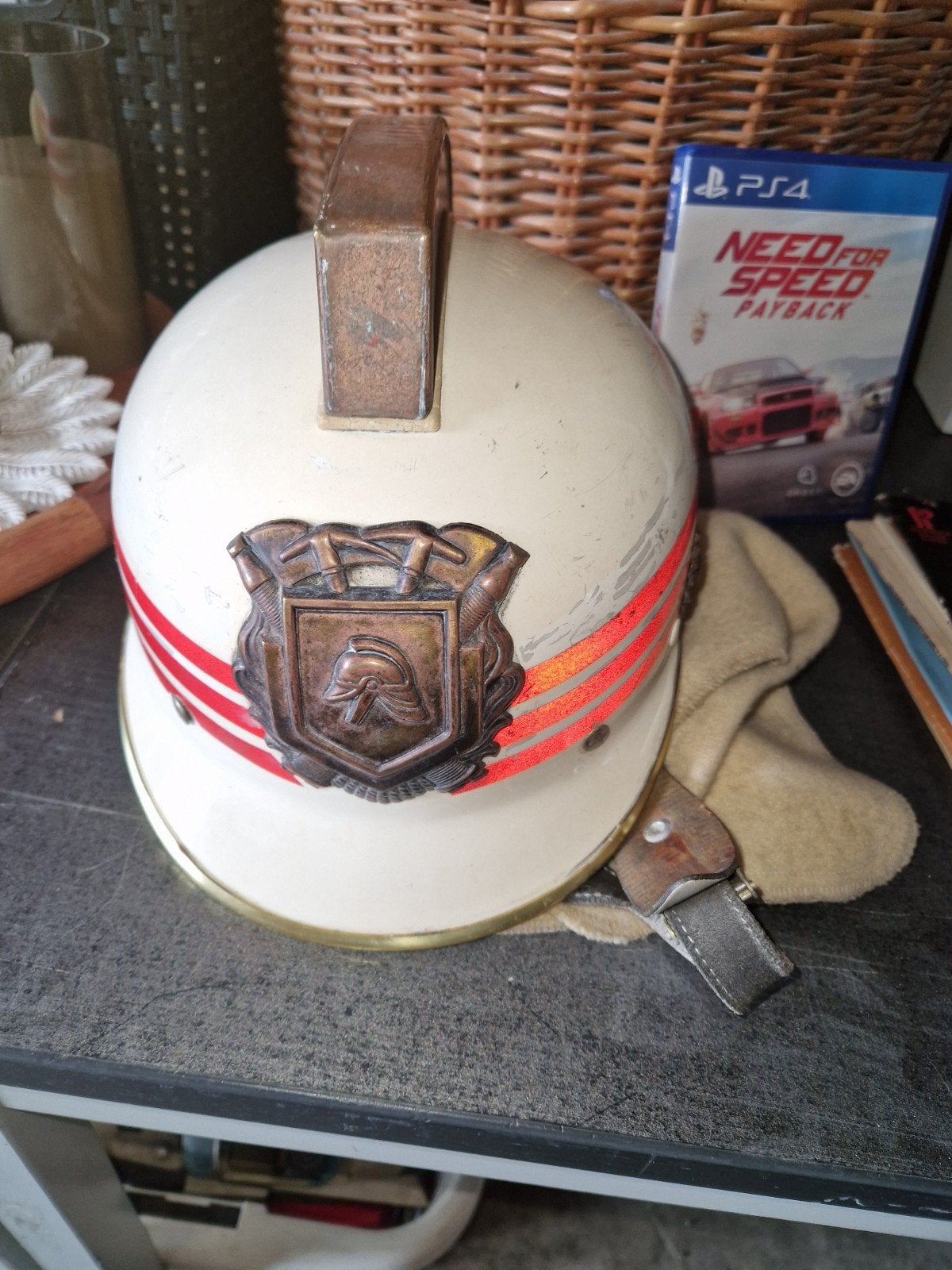 Vintage Brandweerhelm - Decoratief item, Verzamelen, Ophalen of Verzenden, Gebruikt