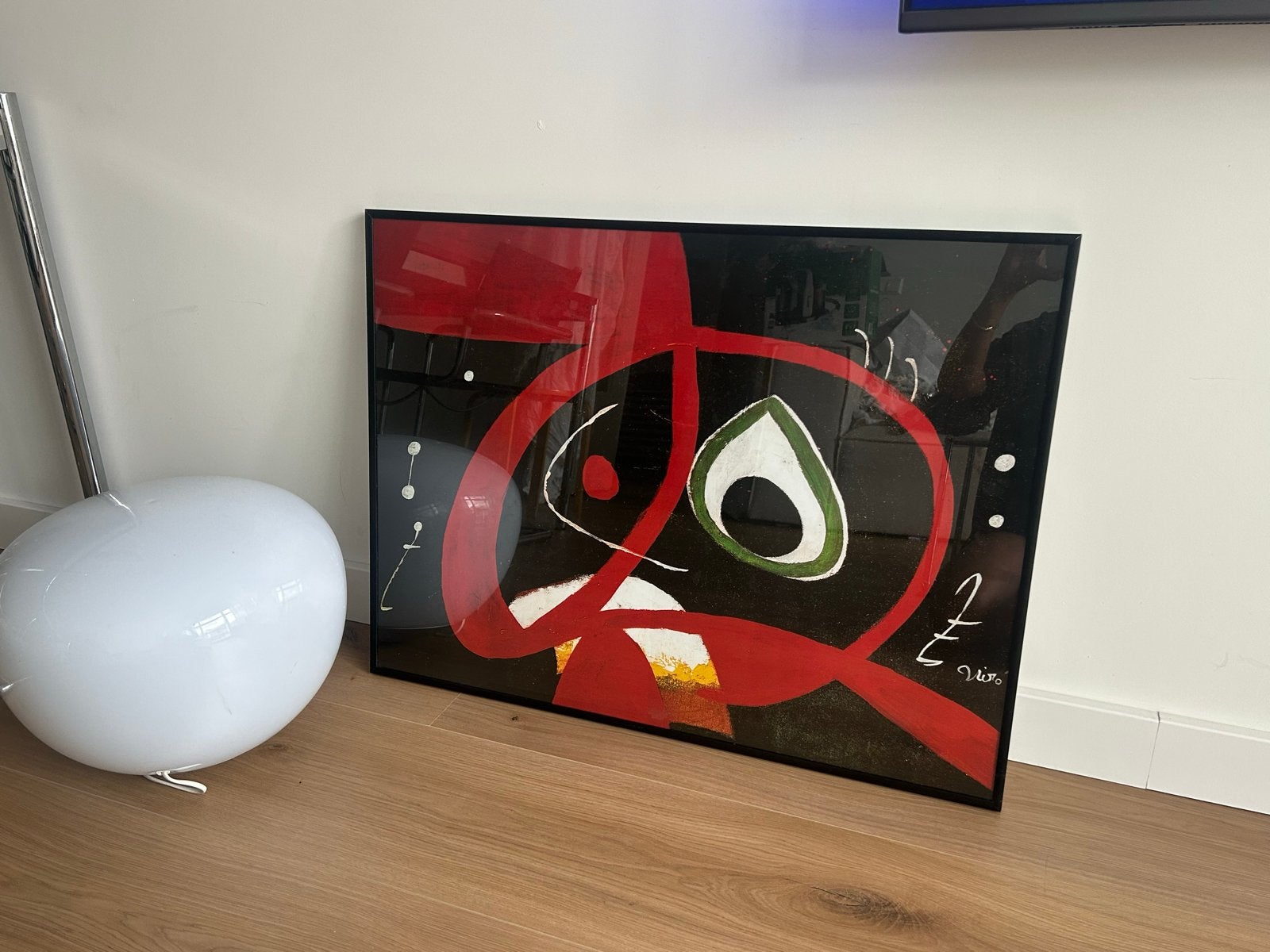 Joan miro print Kunstwerk in lijst - Rood, Zwart en Wit, Ophalen