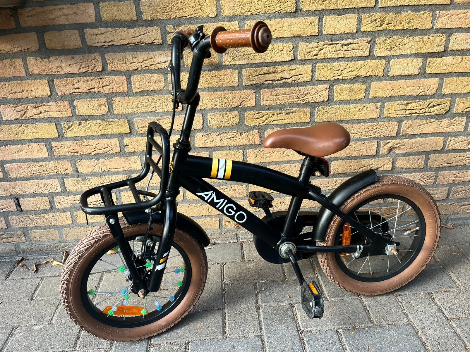 Stoere jongens fiets 14 inch, Fietsen en Brommers, Ophalen, Gebruikt, Terugtraprem, Minder dan 16 inch