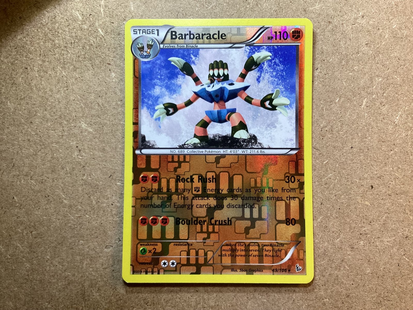1x Barbaracle [FLF 049/106] (Excellent, Reverse Holo), Ophalen of Verzenden, Zo goed als nieuw, Losse kaart, Foil