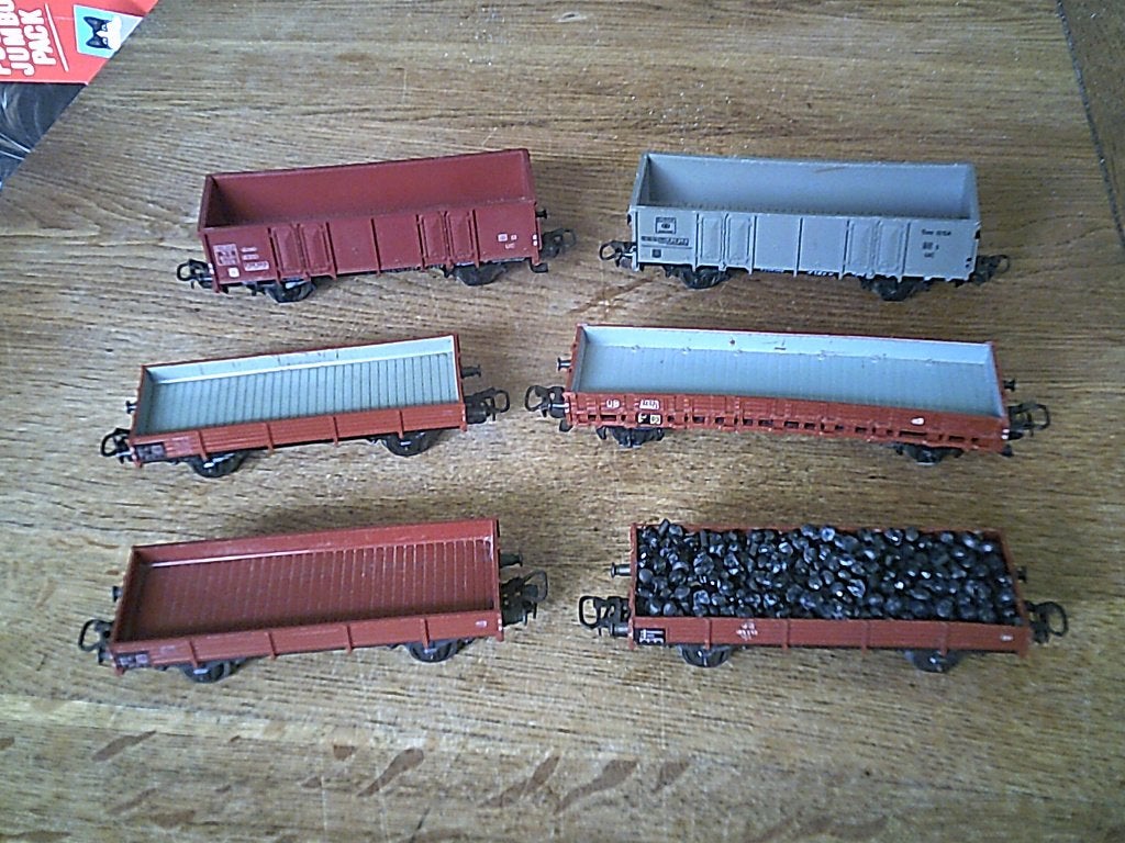 Marklin HO 4 Lagebakwagons en 2 Hogebakwagons, Wisselstroom, Gebruikt, Wagon, Ophalen of Verzenden
