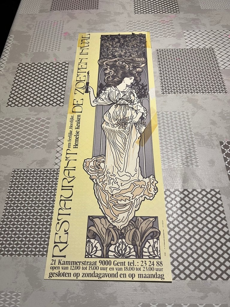 Vintage Poster restaurant De Zoeten Inval, Deurposter of groter, Ophalen of Verzenden, Reclame, Rechthoekig Staand