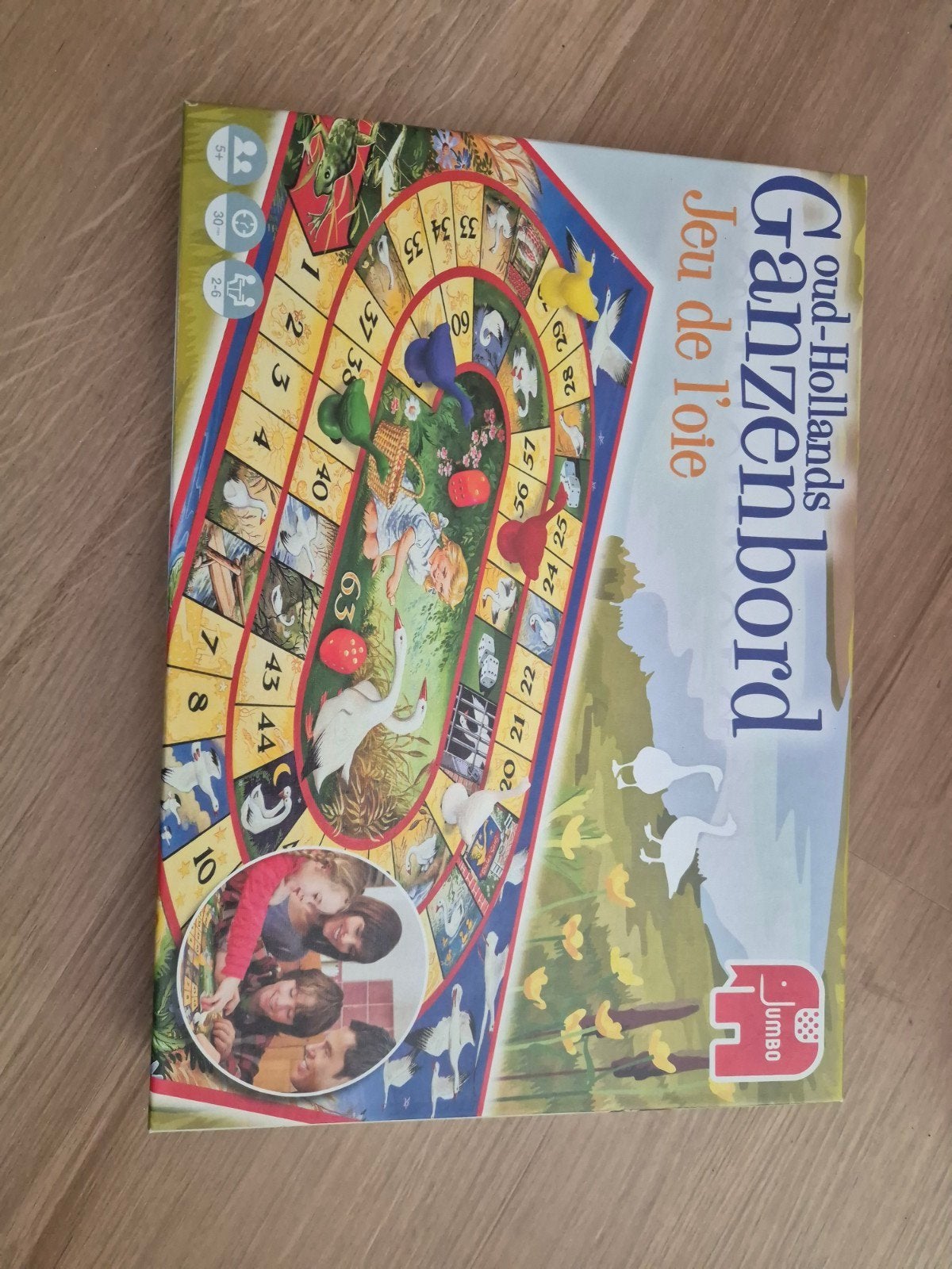 Jumbo Oud-Hollands Ganzenbord - Klassiek Bordspel, Hobby en Vrije tijd, Gezelschapsspellen | Bordspellen, Zo goed als nieuw, Drie of vier spelers