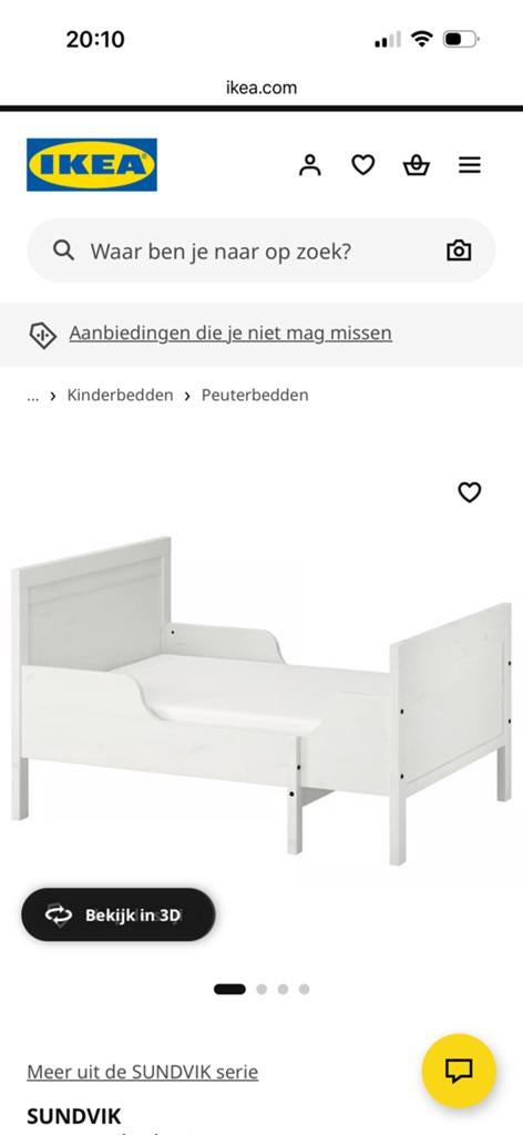 Ikea sundvik meegroeibed met lichte beschadigingen, Gebruikt, 90 cm, Eenpersoons, Wit