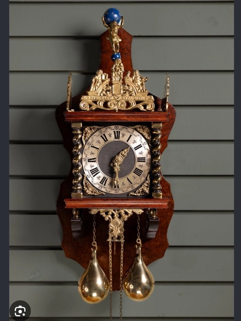 Antieke Zaanse Klok met Bronzen Ornamenten, Ophalen of Verzenden