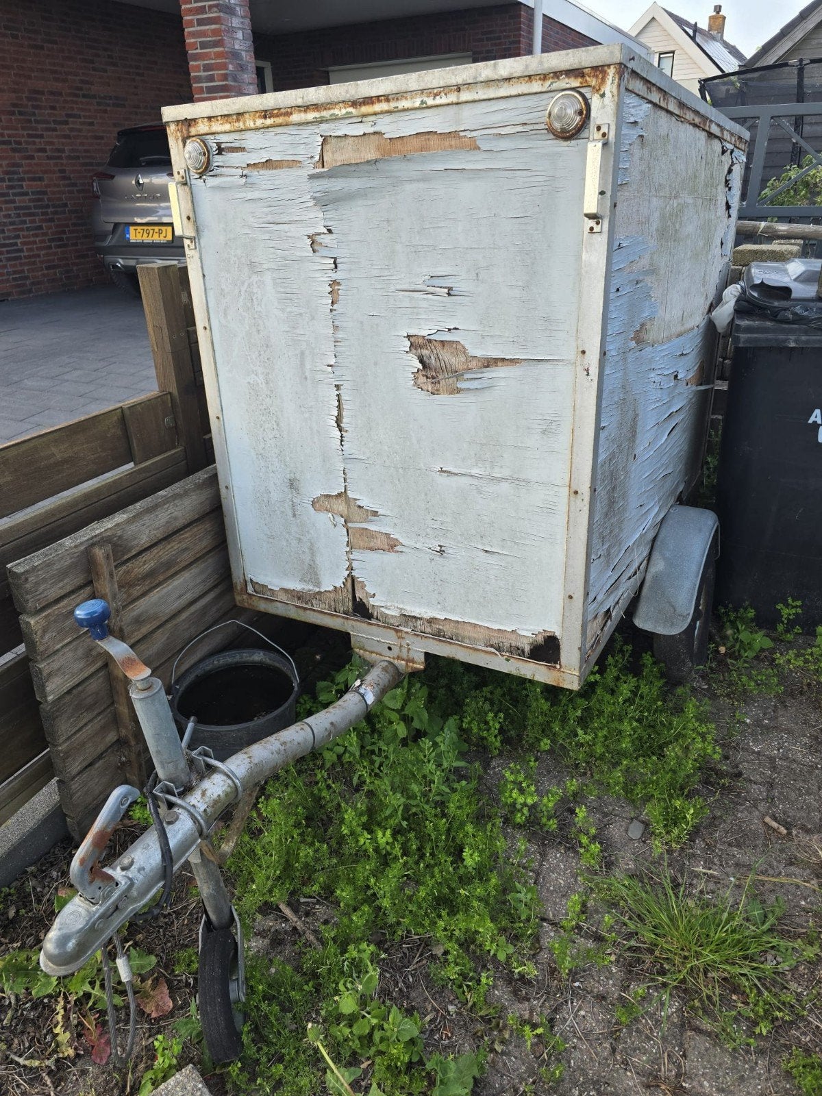 Oude aanhangwagen / kar - opknapper, Ophalen of Verzenden, Gebruikt