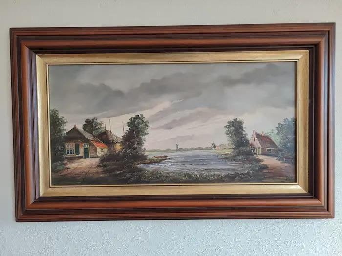 Landschap van Dick van Dijk, Ophalen, Doek, Impressionistisch, Ingelijst