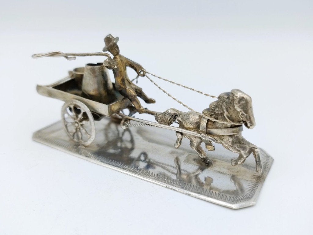 Zilveren miniatuur, melkwagen, J. Postmus, Hoorn, ca. 1920