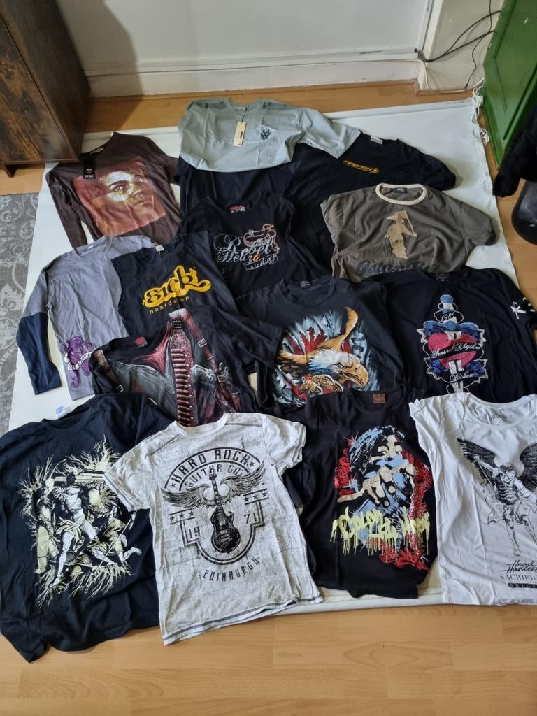 Y2K Vintage Heren T-shirt Bundel - 15 Stuks met Prints, Ophalen
