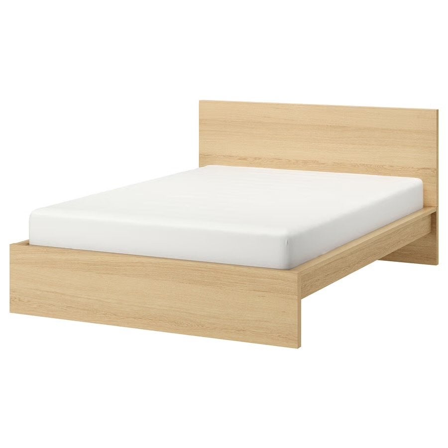 Ikea Malm bedframe met hoofdbord - 180x200 cm, Ophalen, Gebruikt, Beige, Tweepersoons