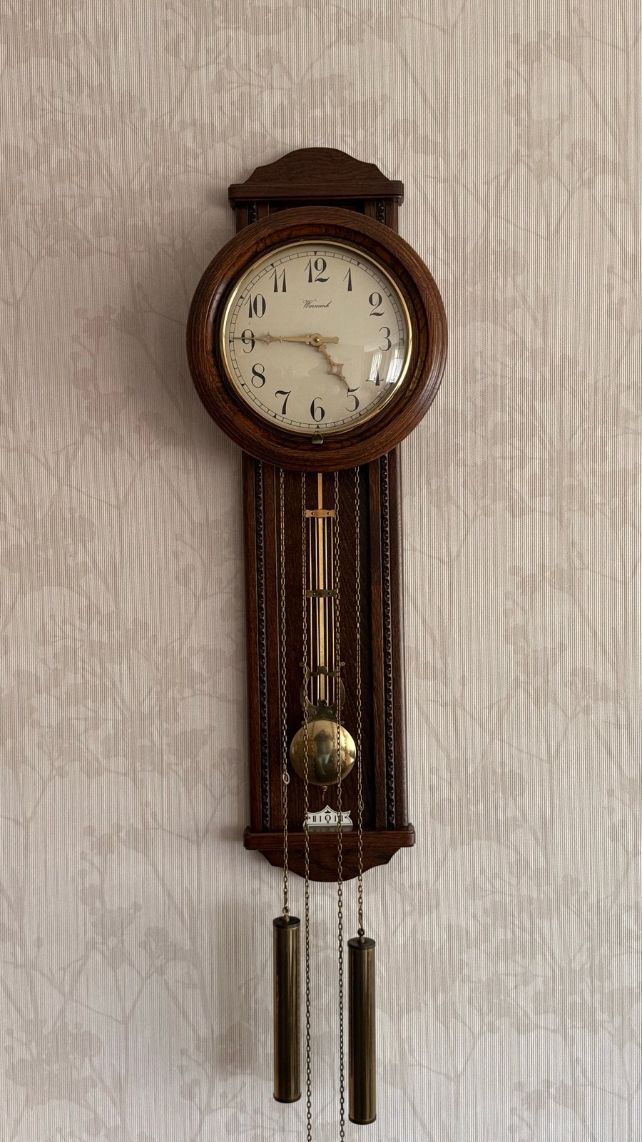Wandklok met Slinger - Klassiek Houten Design, Antiek en Kunst, Ophalen