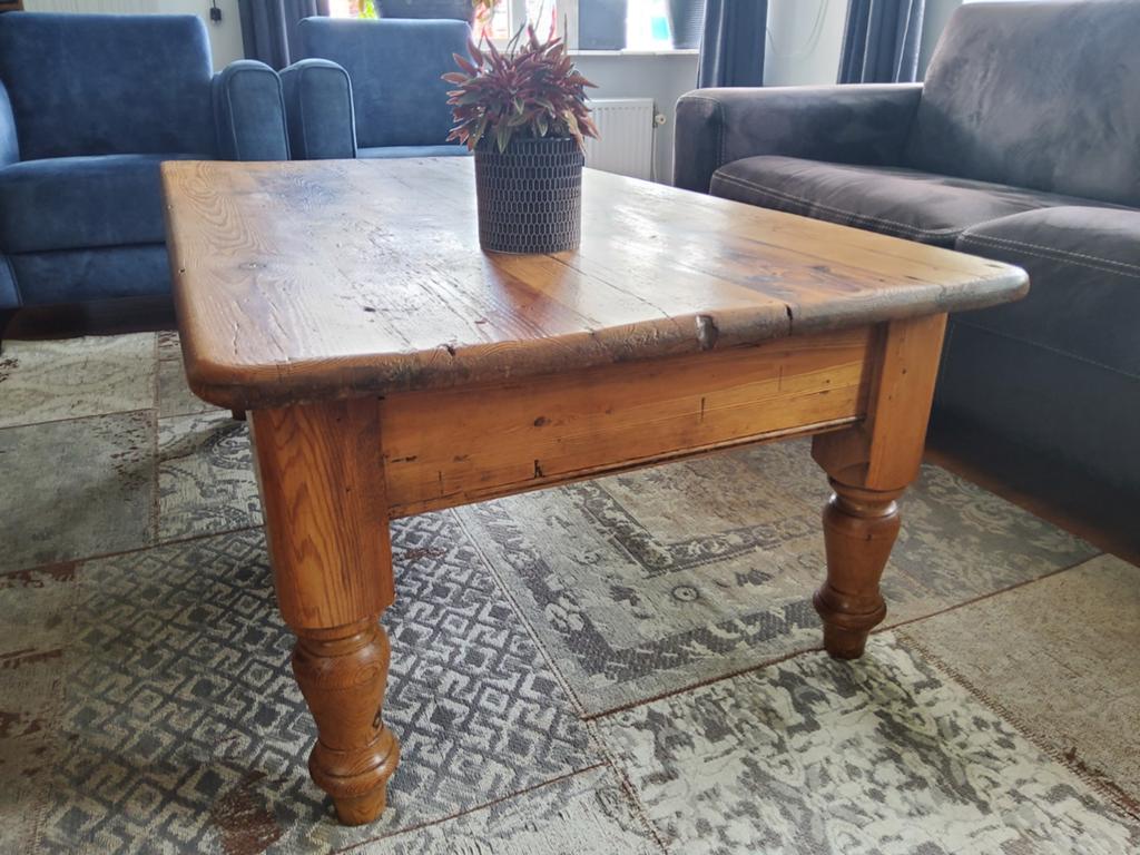 Oud grenen salontafel, Huis en Inrichting, Tafels | Salontafels, Gebruikt, 100 tot 150 cm, 50 tot 100 cm, Minder dan 50 cm