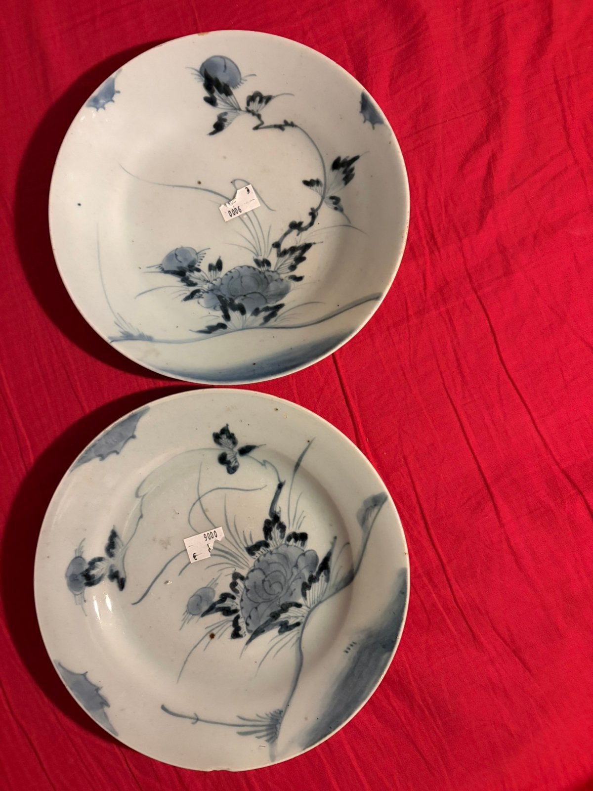 Paar antieke 18e Chinese blauw-wit exportborden, 23 cm., Ophalen of Verzenden