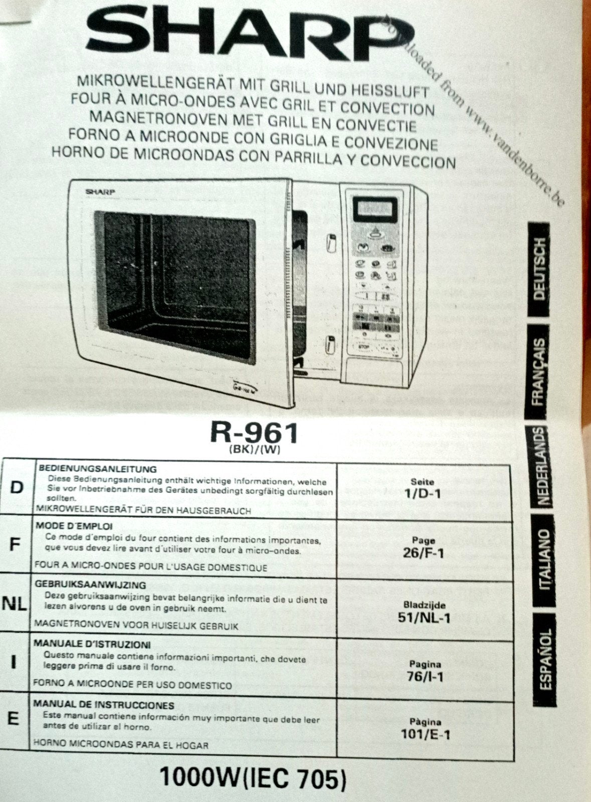 Sharp R-961 Combimagnetron met Grill en Hete Lucht kijken!!, Witgoed en Apparatuur, Magnetrons, Ophalen, Combimagnetron, Gebruikt